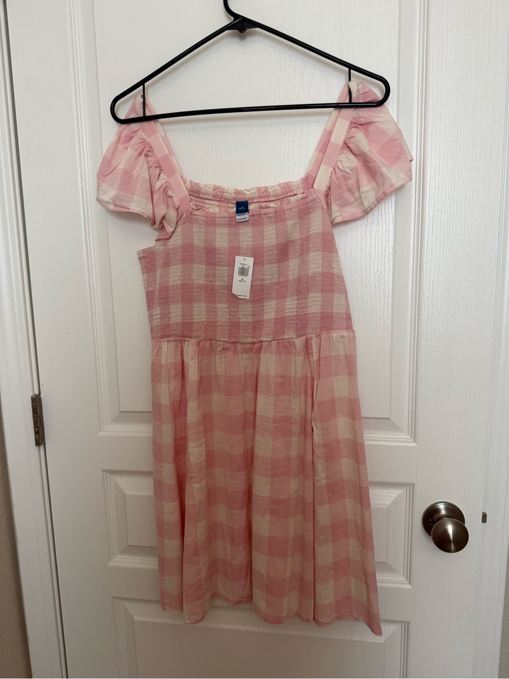 Old Navy Pink and White Gingham Midi Dress